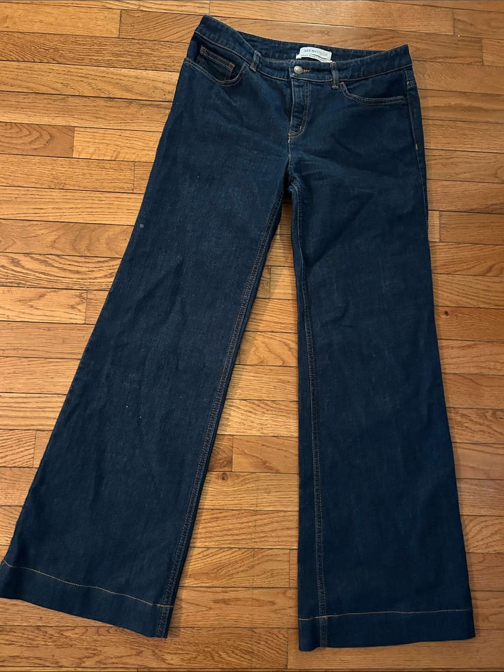 SEE BY CHLOE sz 29 High Waist Flared Jeans - Dark Blue